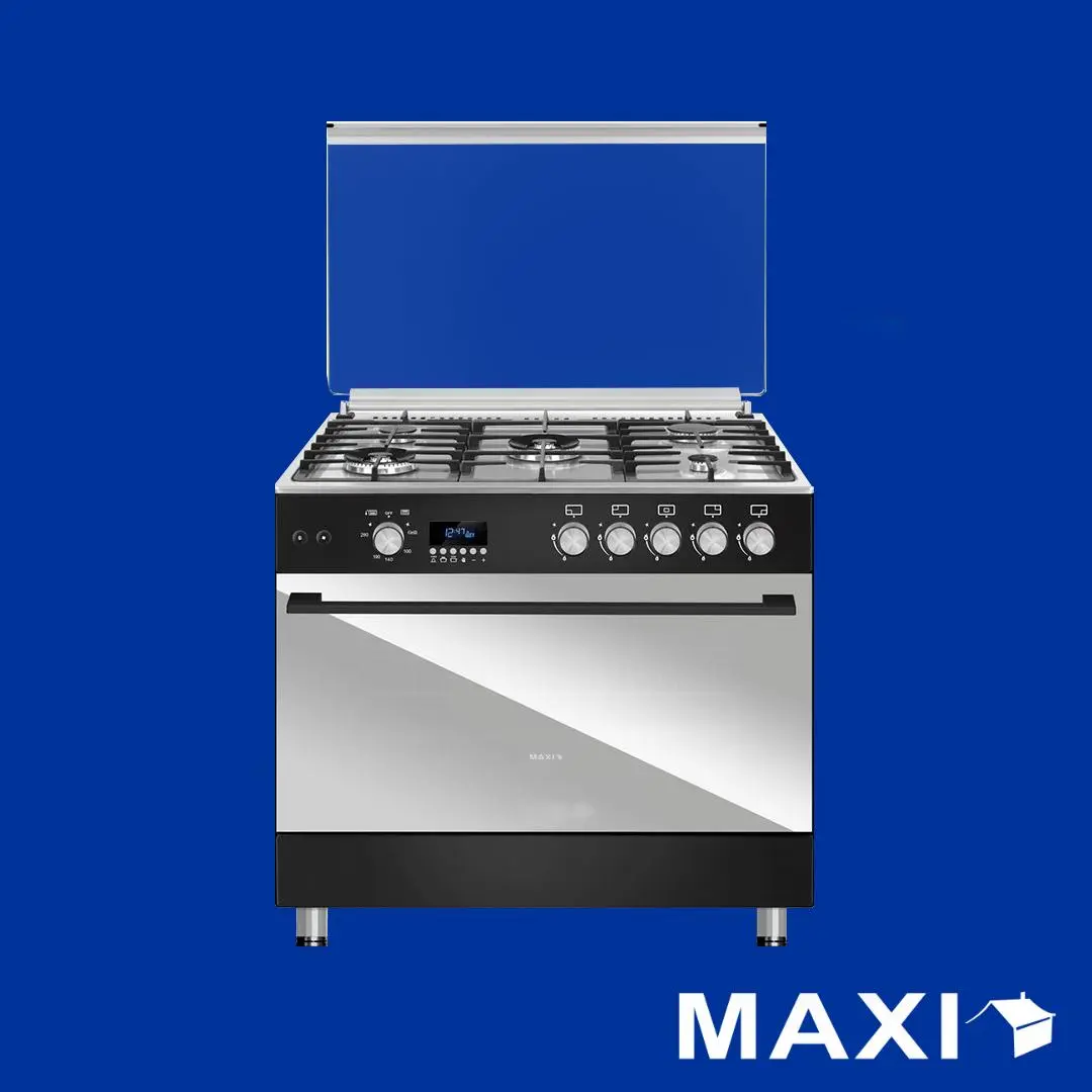 Maxi Gas Cooker 60x90 CM (5) Burners Shine Line Black & Inox (FK962DSP)
