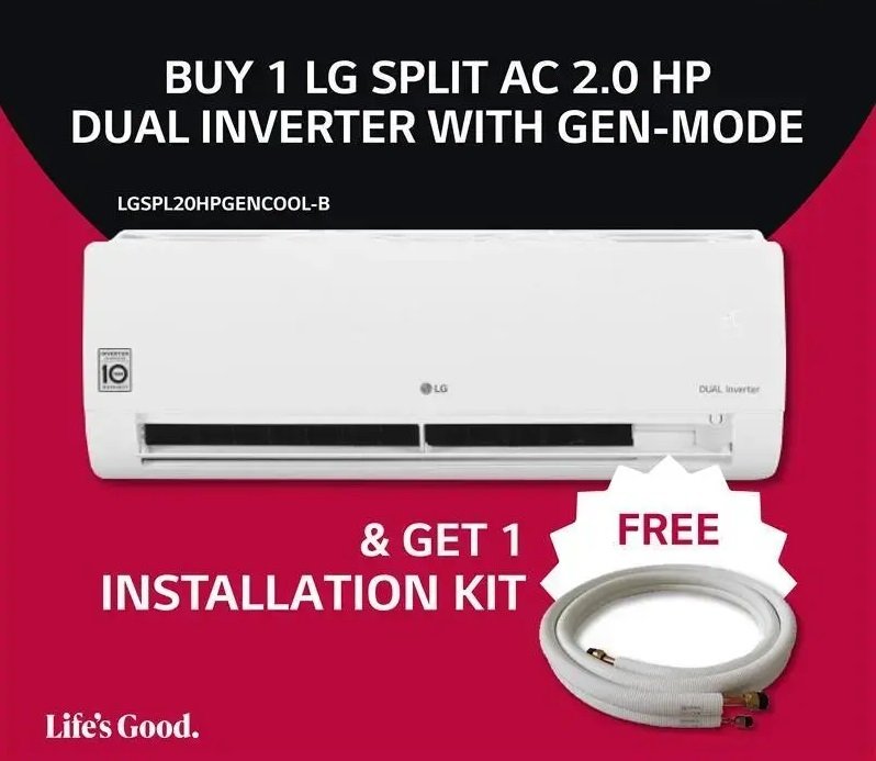 LG Split AC 2.0 HP Dual Inverter with Gen-mode